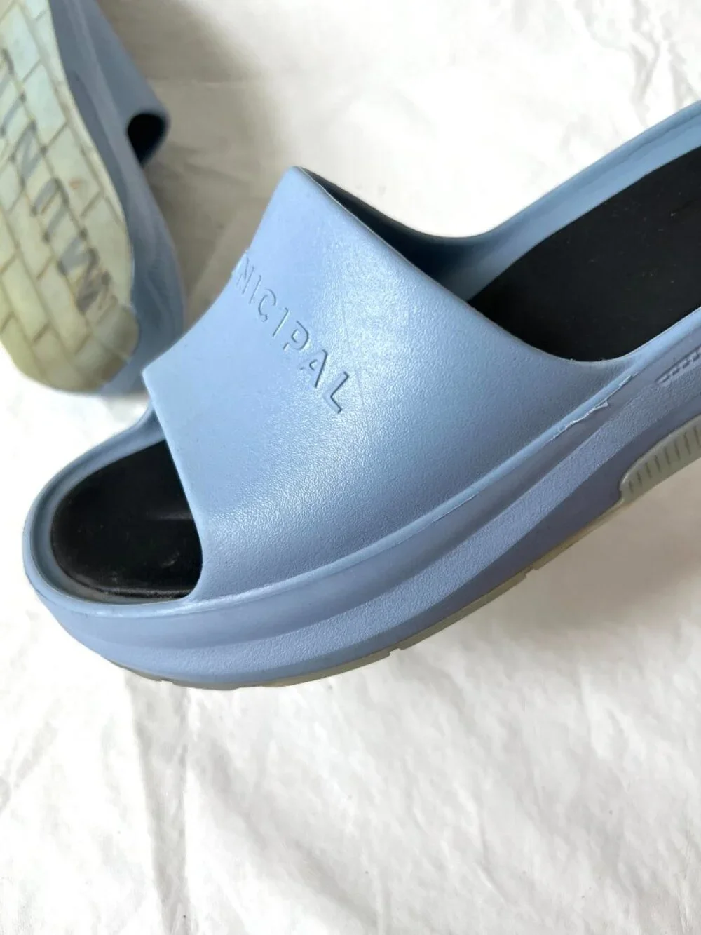 Municipal slide sandals Podium light blue mens 8 m float foam comfortable